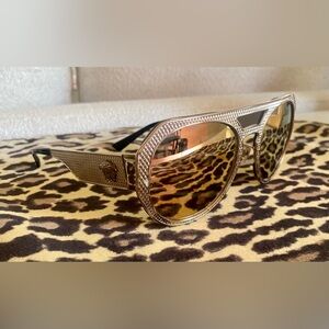 Versace Gold Frame Sunglasses with Amber Mirrored Lenses - MOD 2175